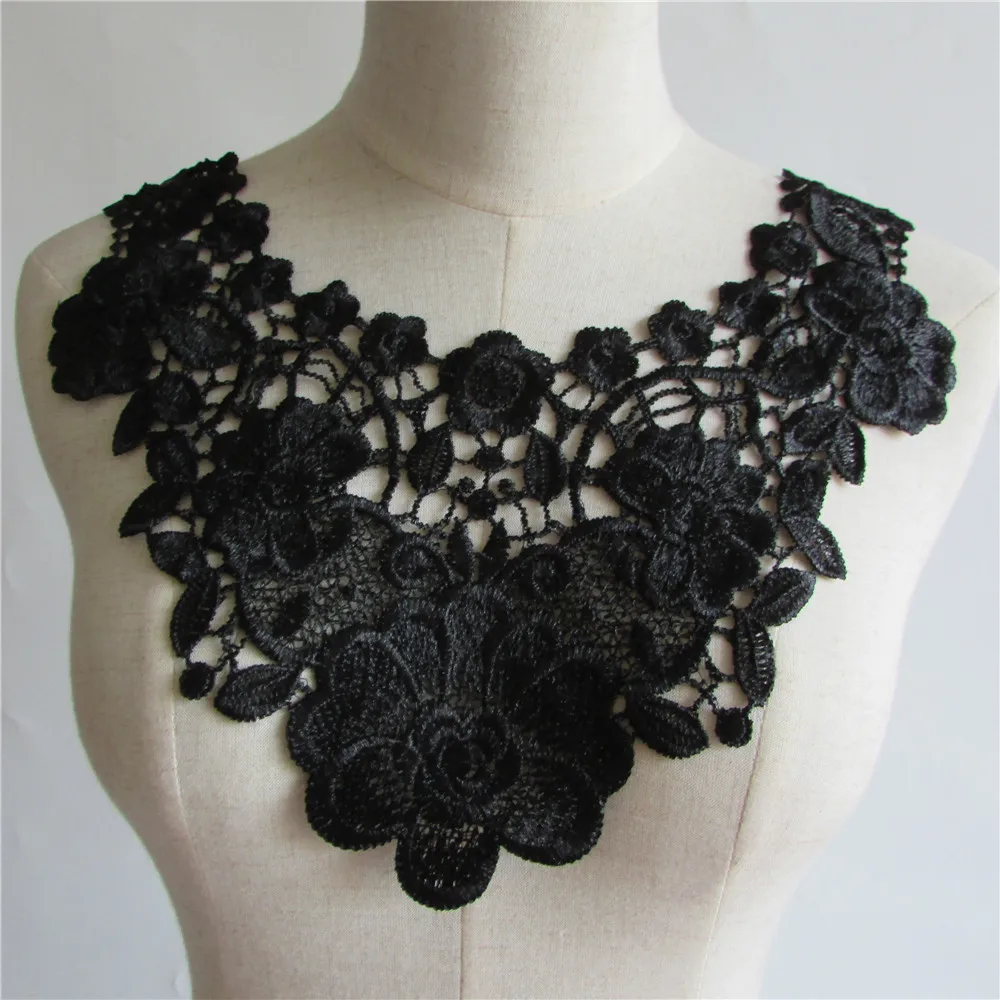 

Lace Fake Collar Craft Embroidered Fabric Sewing Applique Black Lace Neckline DIY Shirt Detachable Collar Clothing Accessory