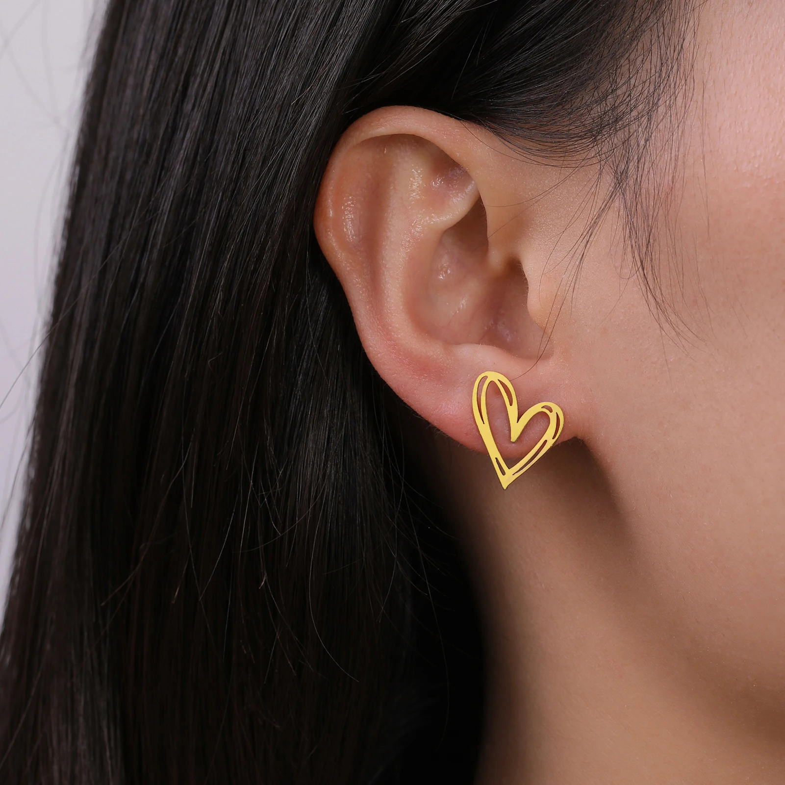 Lucktune Heart Stud Earrings Women Stainless Steel aros mujer Love Cutout Piercing Earrings Trend 2025 Kpop Jewelry Gift New - Image 2
