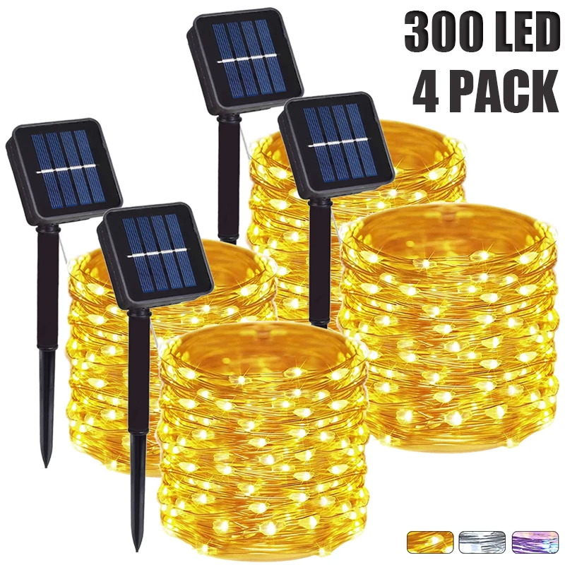 

32m/22m/12m/7m Solar LED Light Outdoor Festoon Lamp Garden Fairy Light String 1~4PC Waterproof Christmas Garland Yard Decoration