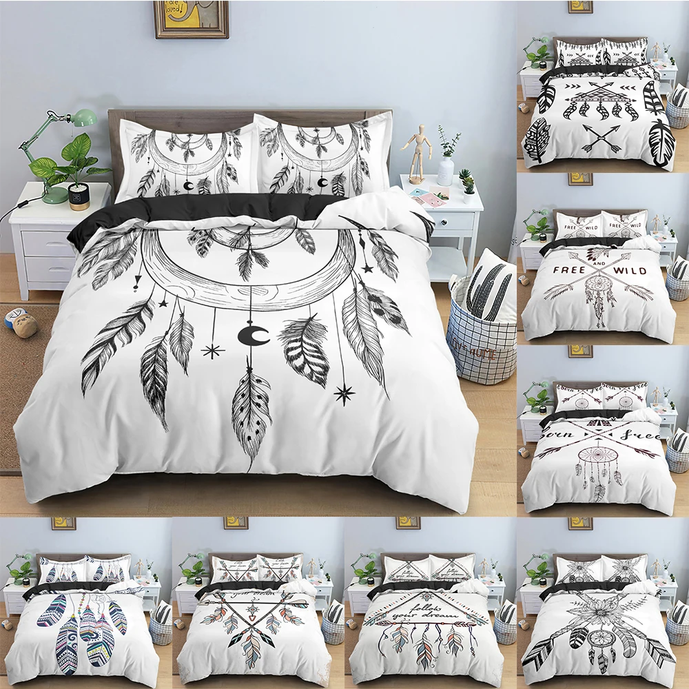 

Dreamcatcher Bedding Set Feather Pattern Duvet Cover Comforter Covers Single Twin King Size Quilt Cover With Pillowcase 2/3PCS