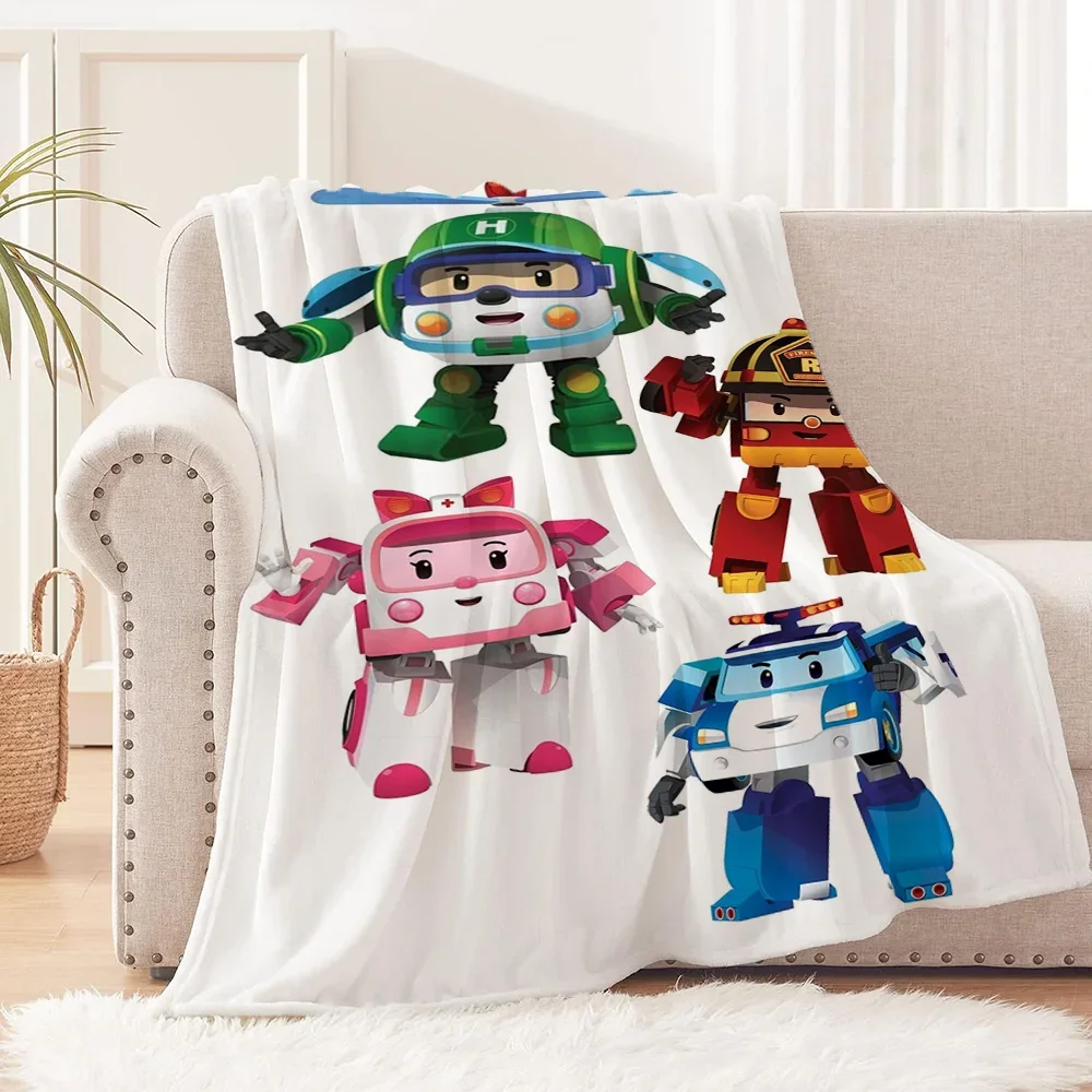 Sofa Blankets for Adults Rilakkuma Robocar Poli Blanket Large Luxury Bedding Thin Wadding Blanket Throw Cobija Home Interior 2