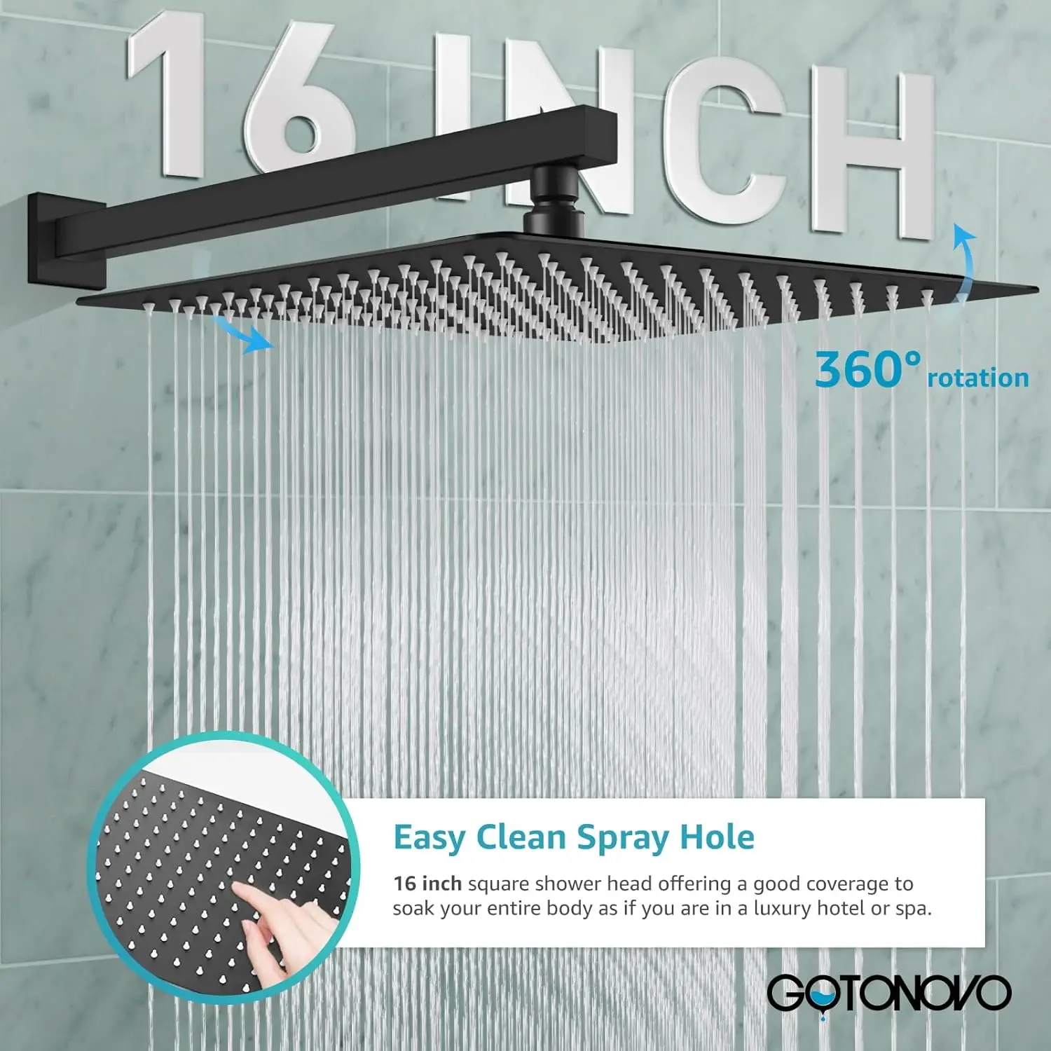 Rainfall Bathroom Shower System Rain Head and Handle Set Wall Mounted Shower Pressure Balancing