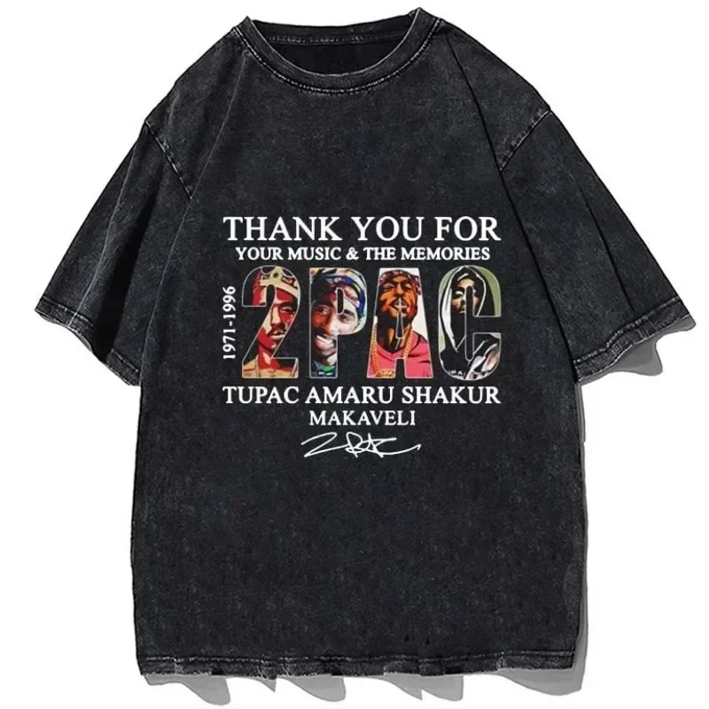 Rapper Tupac 2Pac Graphic Print T-shirts Y2K Hip Hop Men Harajuku Cotton Oversize T Shirt Streetwear Tops Unisex Casual Tees