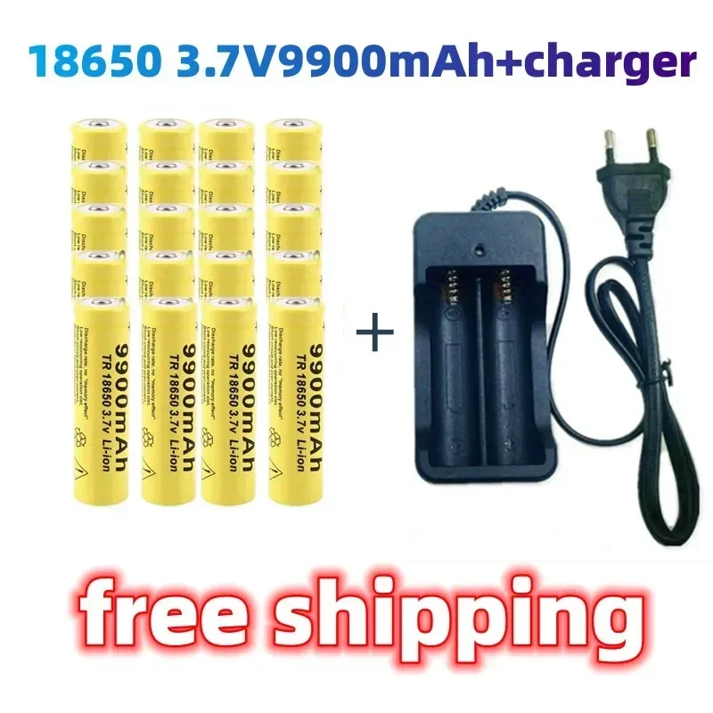 

18650 Battery Rechargeable Battery 3.7V 18650 9900mAh Capacity Li-ion Rechargeable Battery For Flashlight Torch Battery+Charger