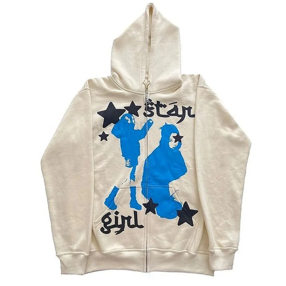 

Gothic Ins Star Girl Printed Y2K Zipper Women's Hoodies&Sweatshirt Loose Oversized Harajuk HighStreet Hip Hop Streetwear Outwear