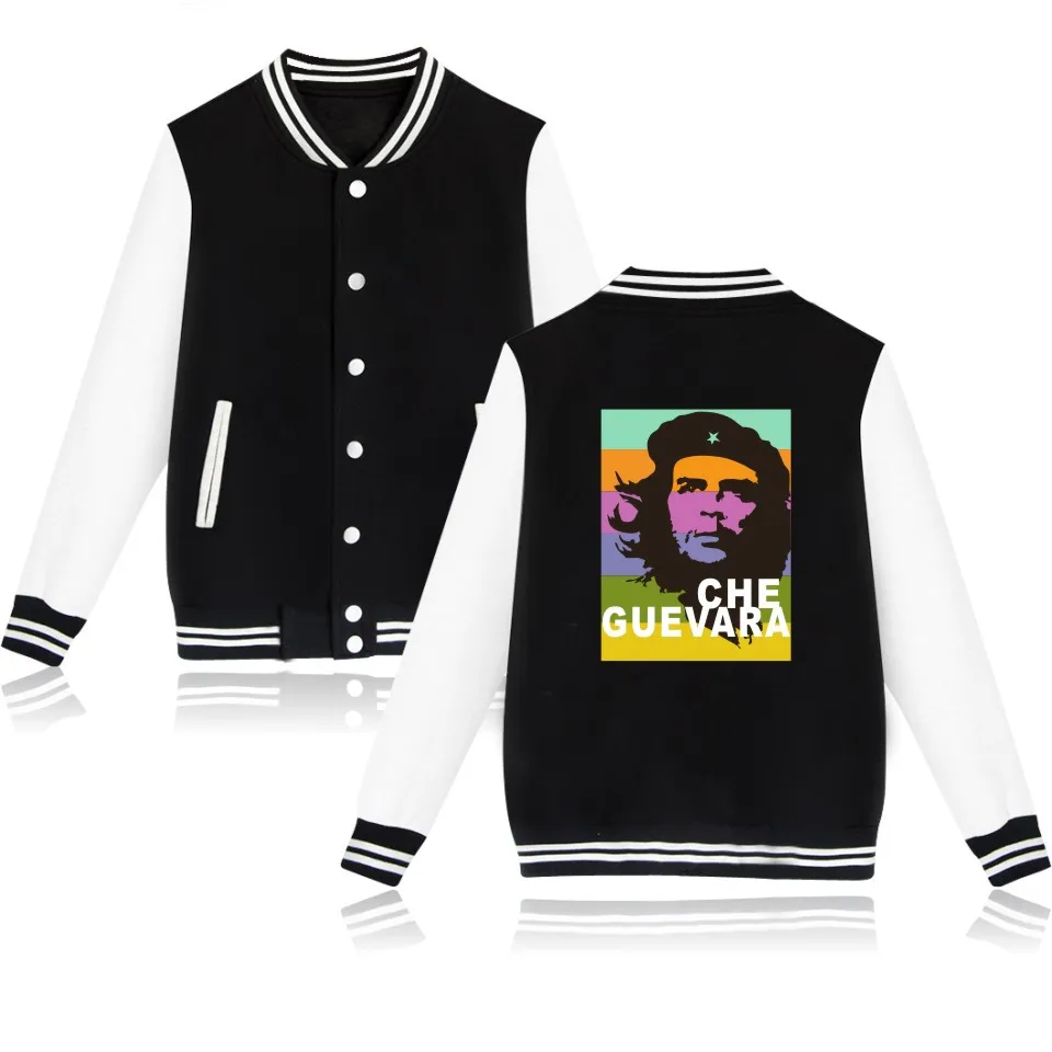 Che Guevara Hero Baseball Jacket Uniform Coat Argentina Hero Long Sleeve Fleece Sweatshirt Winter Hip Hop Hoodies Brand Clothes