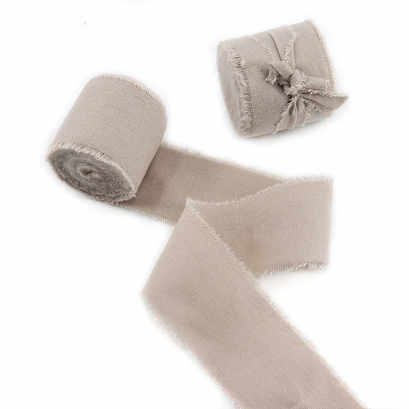 Emerald Green Frayed Edge Cotton Ribbon for Gift Packaging & Floral Bouquets – 3.8cm Wide