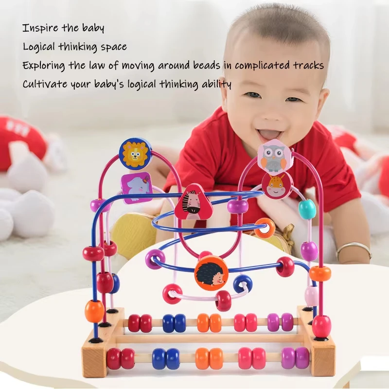 Montessori Baby Math Toy Wooden Circles Bead Wire Maze Abacus Puzzle Toys Kids Learning Educational for Children 1 2 3 Year educational toys,math toys,learning puzzle toys