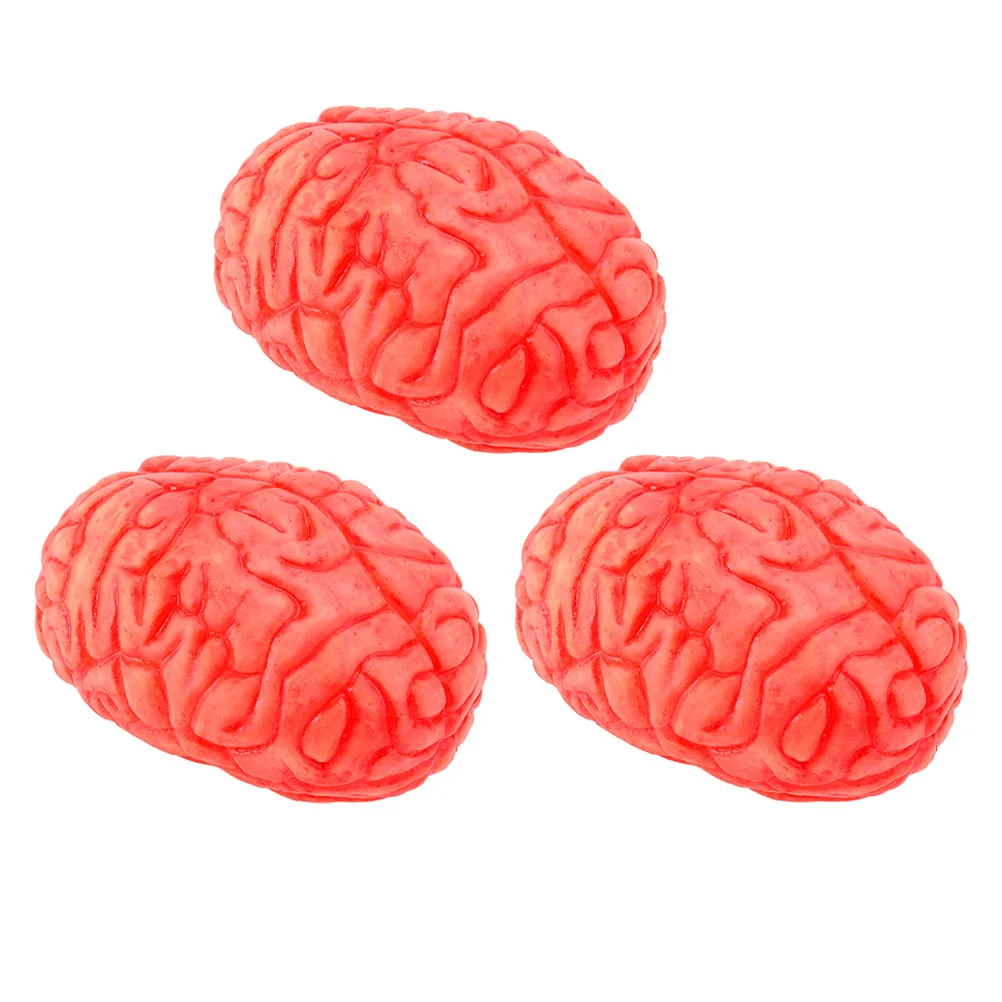 

3 Pcs Simulated Brain Halloween Party Props Decortions Desktop Mini Brains Decorate Emulsion Decorative Vinyl Fake