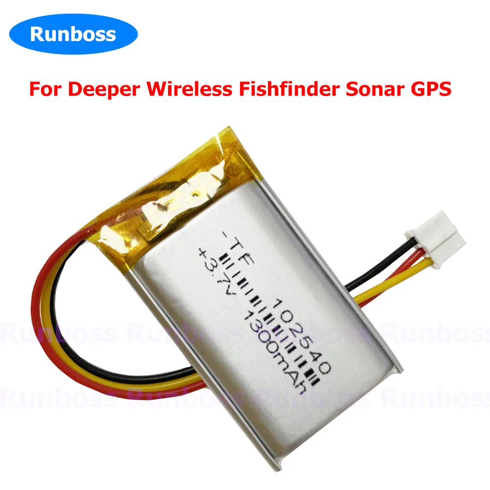 3.7V 1300mAh Battery For Deeper Wireless Fishfinder Sonar GPS Batteries 3-wire Plug 802540 952540 102540 rechargeable battery