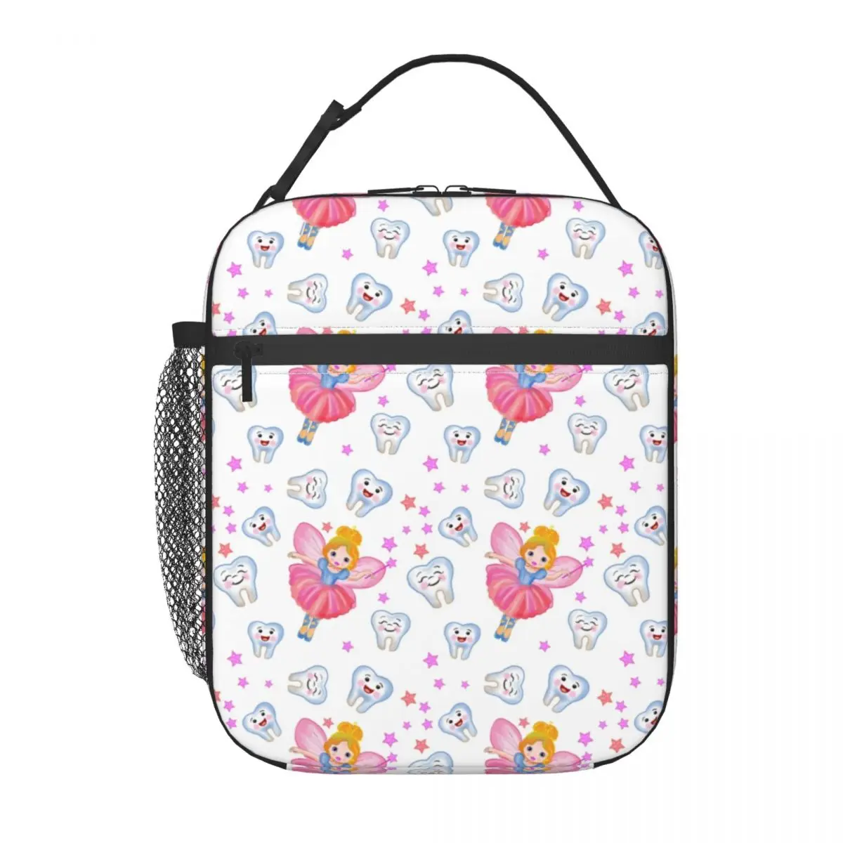 Tooth Fairy Dentist Cartoon Thermal Insulated Lunch Bag Happy Teeth Magic Stars White Pattern Lunch Container Storage Food Box