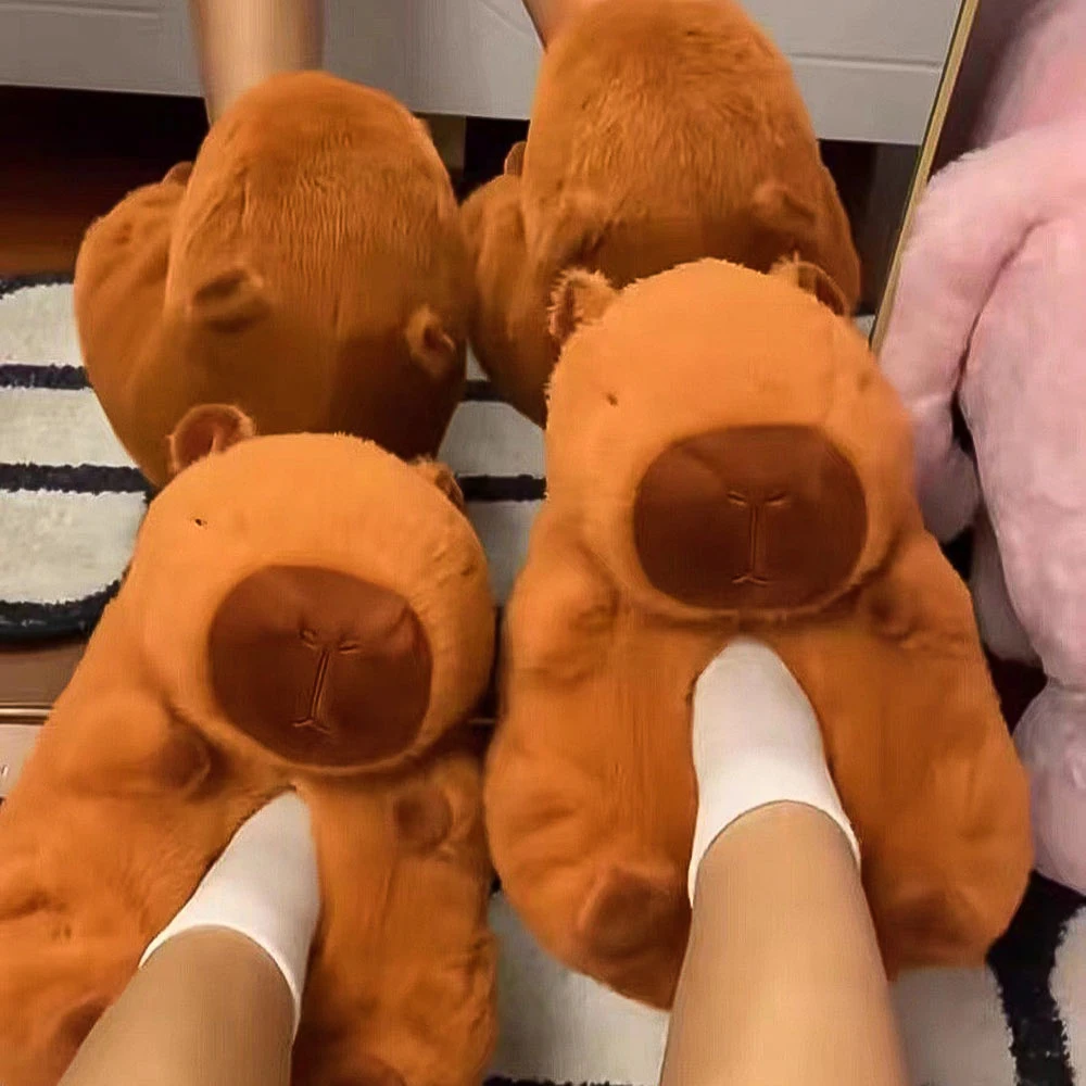 ZNEL Animato Testa di Capibara Pantofole di Cotone Peluche