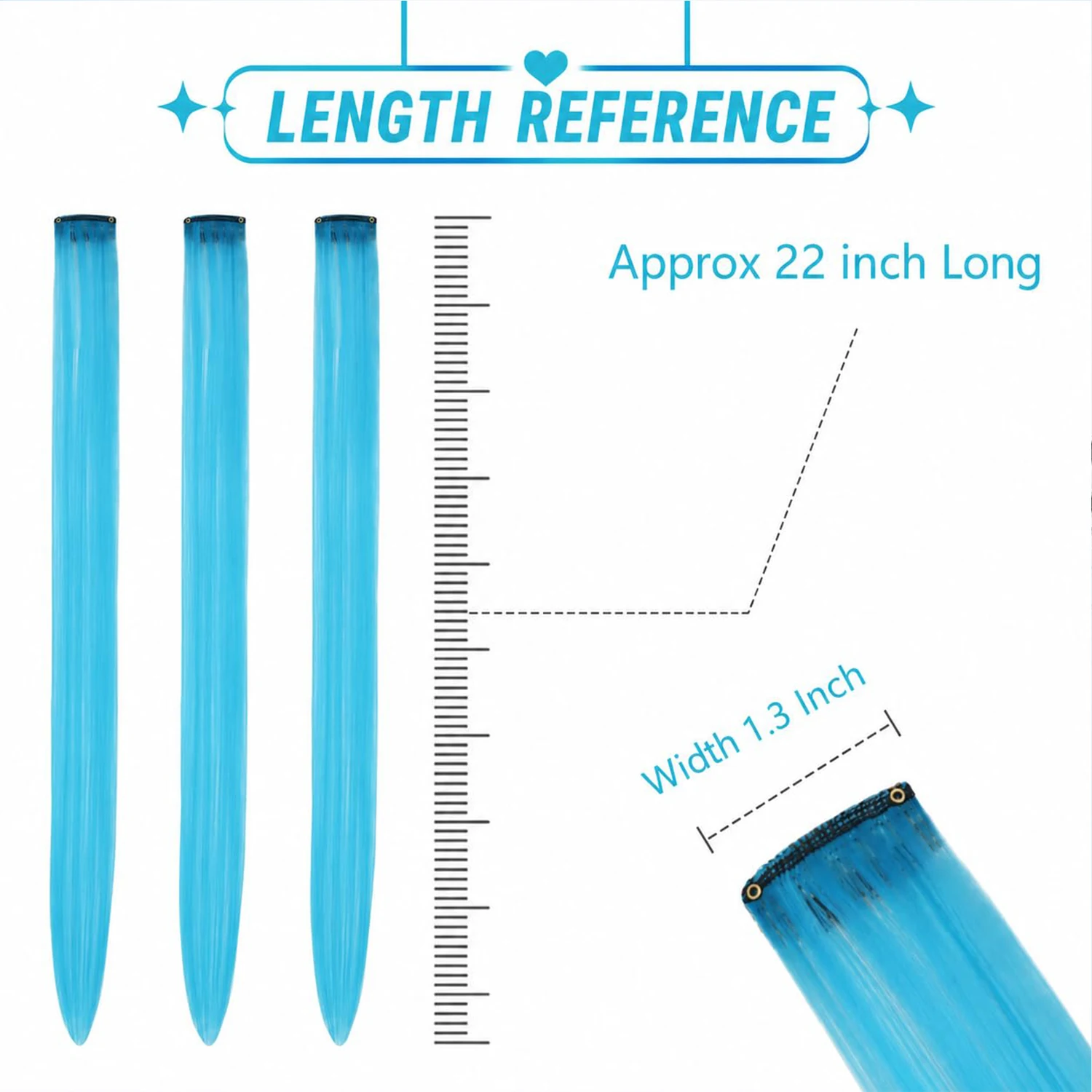 Extension per Capelli Colorati con Clip in Blu Teal 5/10 Pezzi Sintetici - immagine 3
