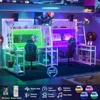 L-Shaped PC Gaming Desk with LED Lights & Power Strips with Storage with Monitor Stand & Hook  63'' Large L Shaped Gaming Desk 3