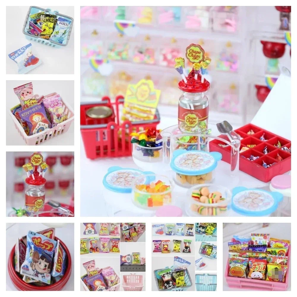 6-12 Points Doll House Miniature Food Play Snacks Chocolate Macaron Lollipop Model BJD Toy Supermarket Scene Simulation Props