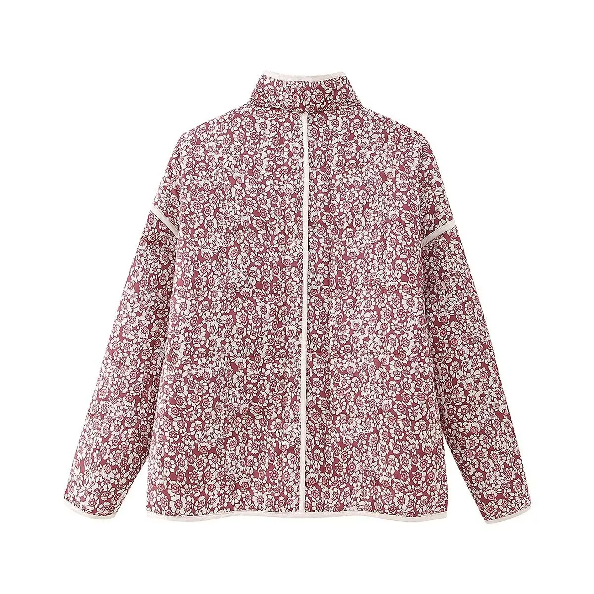 Chaqueta de mujer 여성용 겨울 재킷, 가을 꽃 프린트 얇은 포켓 장식 가디건, 코튼 코트, 여성 상의