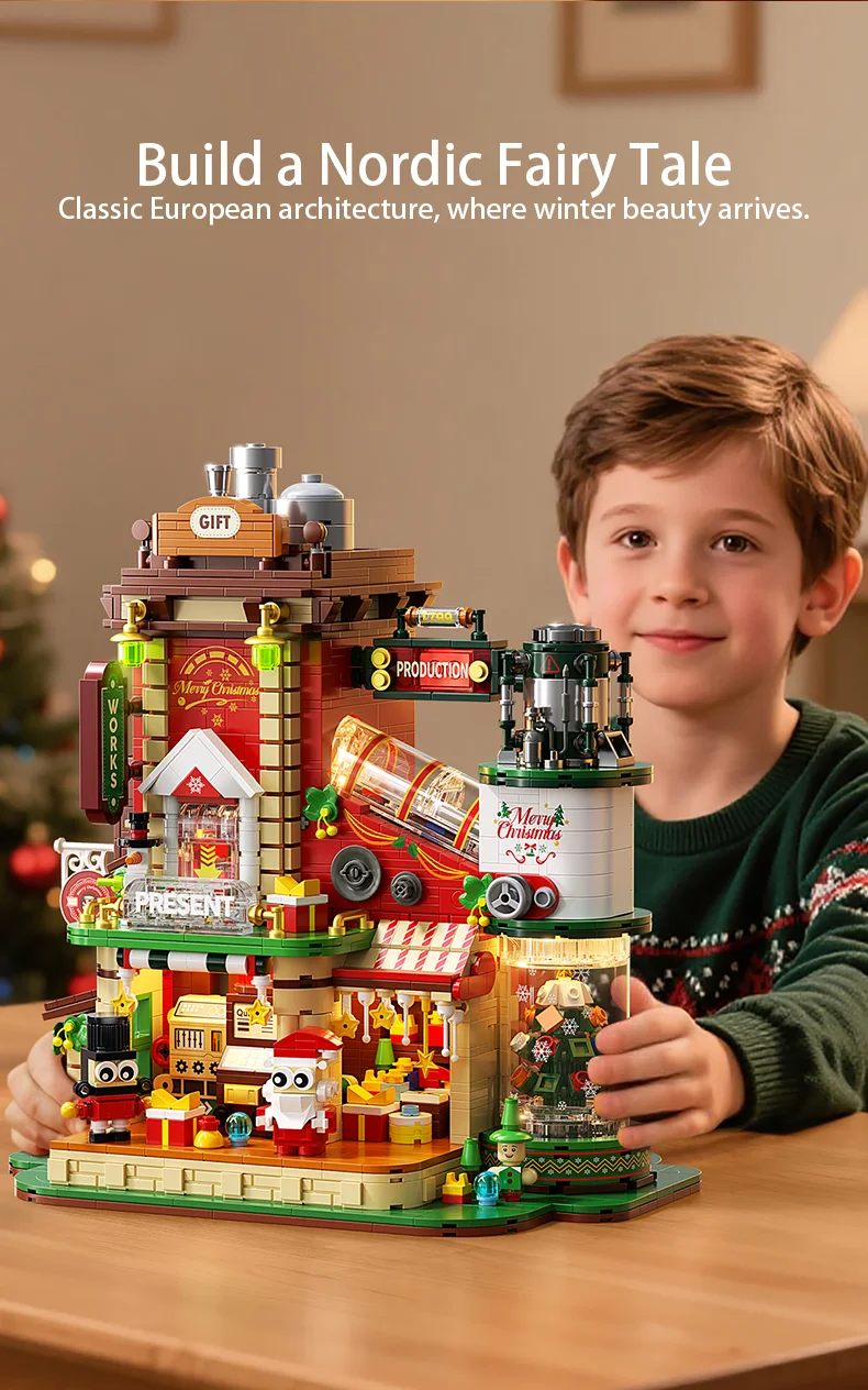 Weihnachtsbau-Bausteine-Set, 2782-teilig, Geschenke, Fabrik, DIY, Ornament, Modell, Lernspielzeug, Weihnachtsgeschenke für Kinder – Detail 8
