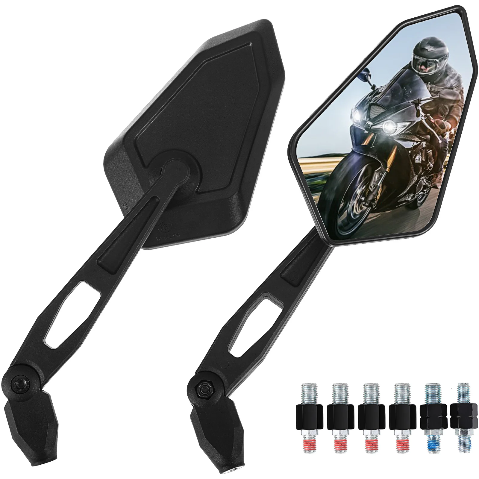 

Motorcycle Rear View Side Mirrors Adjustable Rearview Scooter Handlebar Mount Replacement