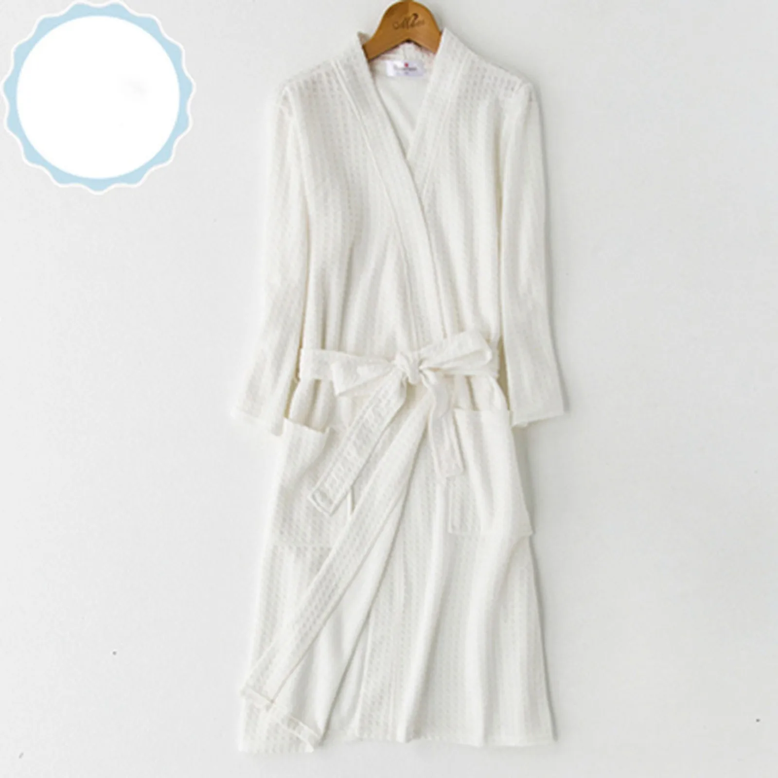 Solid Color Waffle Robe Couple Pajamas Absorbent Quick-Drying Bathrobe Women's Sleepwear Women Lacing Homewear Black Pink XXXl
