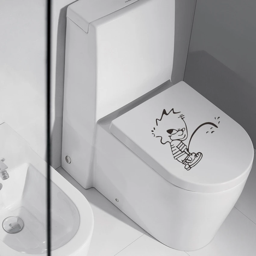 Bad Boy Pees Funny Cartoon Toilet Stickers PVC Wall Decals Home Decoration Items for Bathroom Tiles WC Waterproof Wallpaper vinyl stickers toilet stickers toilet wall stickers toilet seat stickers