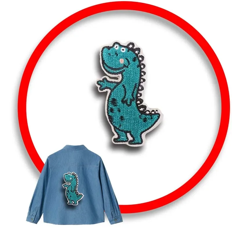 

1pcs Patch Stickers Iron On Patches for Clothing Sewing Dinosaur Embroidery Fusible Applique Badge Bag Decoration Stripes