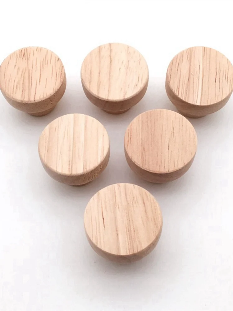 Oak Round Handle Dia 30/40/50mm Natural Wooden Cabinet Drawer Wardrobe Knobs For Cabinet Drawer Handle Furniture Hardware