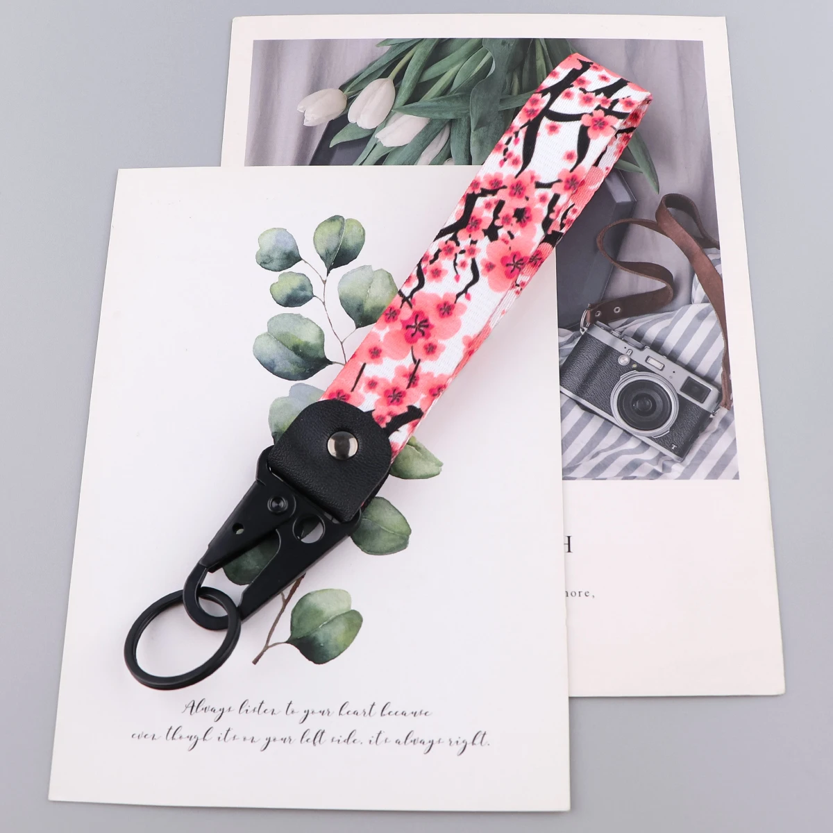Sakura Car Keychain Cherry Blossom Lanyard Hanging Strap