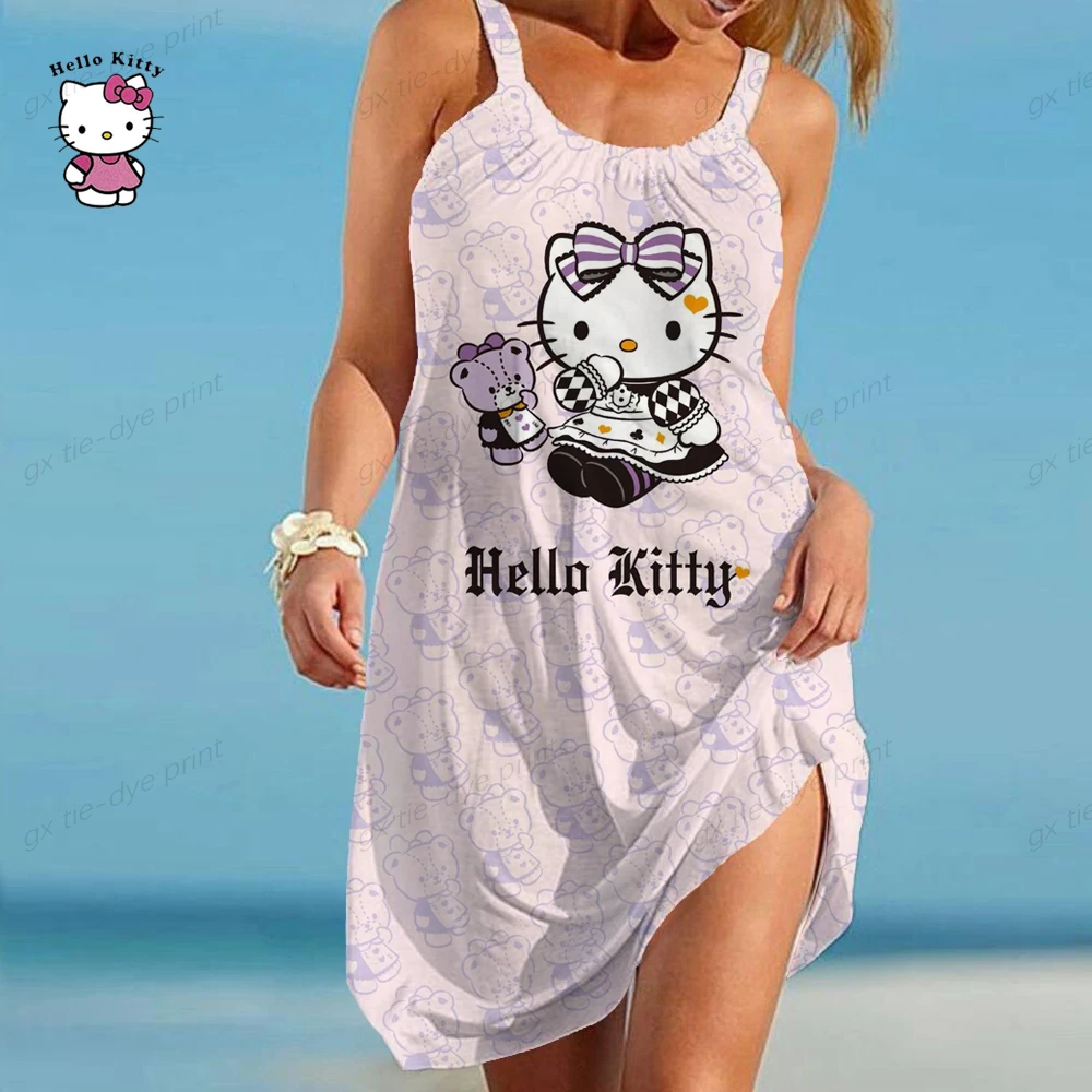

Summer Dress Women's Summer Dresses Hello Kitty Print Loose Ruffle Casual Dresses Plain Beach Dresses Pregnant Dress Casual