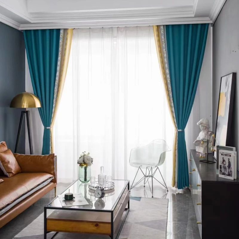 2 Panels European-style Luxury Curtains For Living Room Bedroom Thickened Simple Blackout Curtain Finished Custom Window Drapes