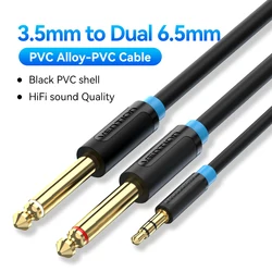 Versatile Dual TRS Audio Adapter Cable - 5m (3.5 to 6.5 - PVC)