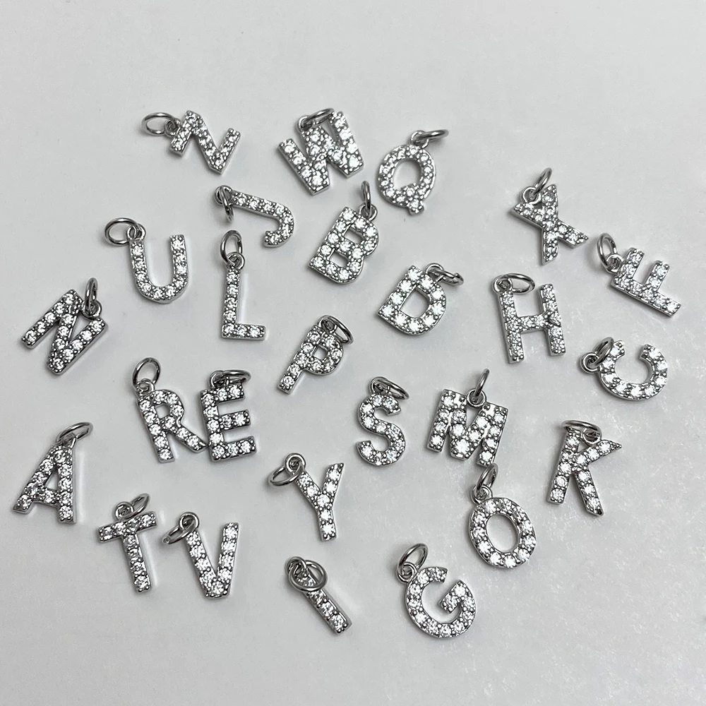 Silver Initial Letter Pendant Charms