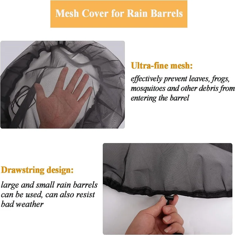 Mesh Cover Netting for Rain Barrel Water Collection Bucket Raindrop Anti-fall Leaves Filter Net Water Protection Tool rain barrel cover