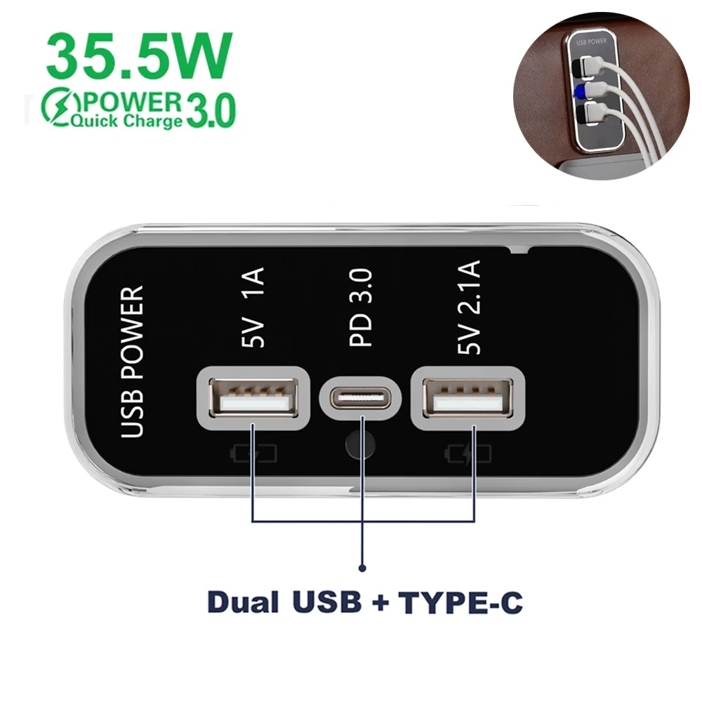 35,5 w pd 3,0 Auto ladegerät Steckdose Dual USB Lade Splitter