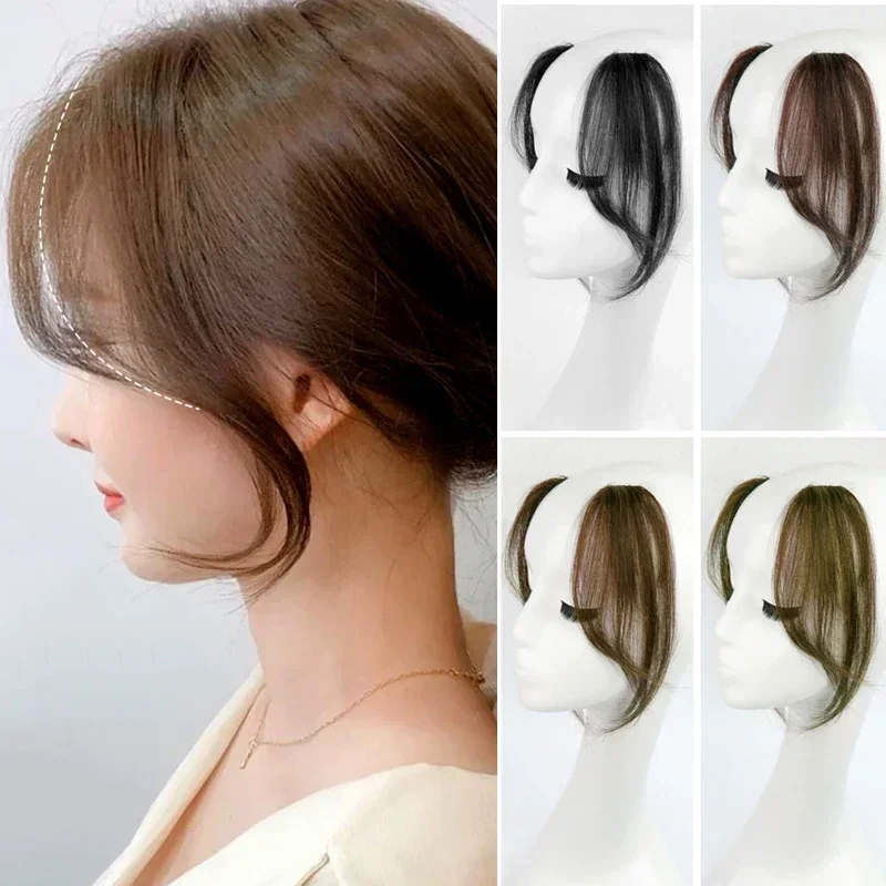 Seamless Natural Invisible Bangs Wig Female Figure-eight Bangs Human Hair on Both Sides Wig Patch Traceless 2Pcs human hair bangs