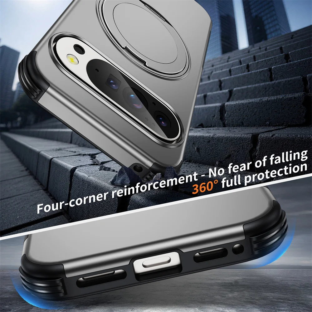 Luxury Magnet Rotating Fold Stand Magnetic Phone Case with Non-Slip Shockproof Armor Cover