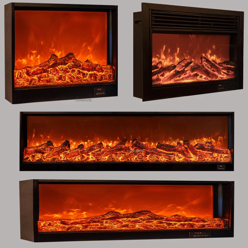 European Living Room Decorative Fireplace TV Cabinet Electronic Fireplaces Modern Indoor Background Wall Embedded Winter Heater