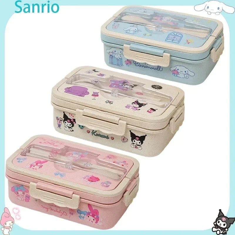 صندوق غداء MINISO Kuromi Cinnamoroll My Melody Student Compartmentalized صديق للبيئة بينتو صندوق أدوات المائدة حاوية تخزين المواد الغذائية