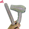 Mini Portable Flat Iron Blow Dryer Set Travel Hair Dryer and Small Flat Iron with Rhinestone Folding Handle Hair Dryer for Women 1