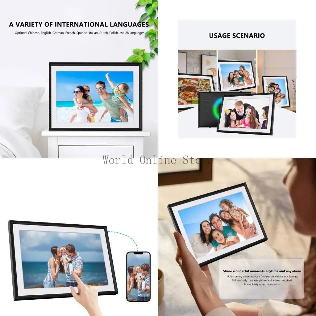 Cyfrowa ramka na zdjęcia IPS o przekątnej 10,1 cala z obudową ABS Suwak o pojemności 32 Udostępniaj zdjęcia i filmy pomocą