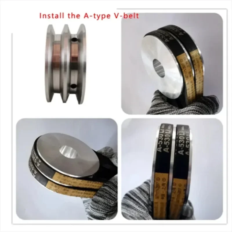 Aluminum Alloy Double Groove 100mm Pulley Wheel 10-40mm Fixed Bore Pulley for Motor Shaft 10mm PU Round Belt 1PC