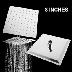 1Pcs Large Flat Square Shower Head 8'' Bath Waterfall Rainfall High Pressure spray Nozzle Shower Head Bathroom Accessories
