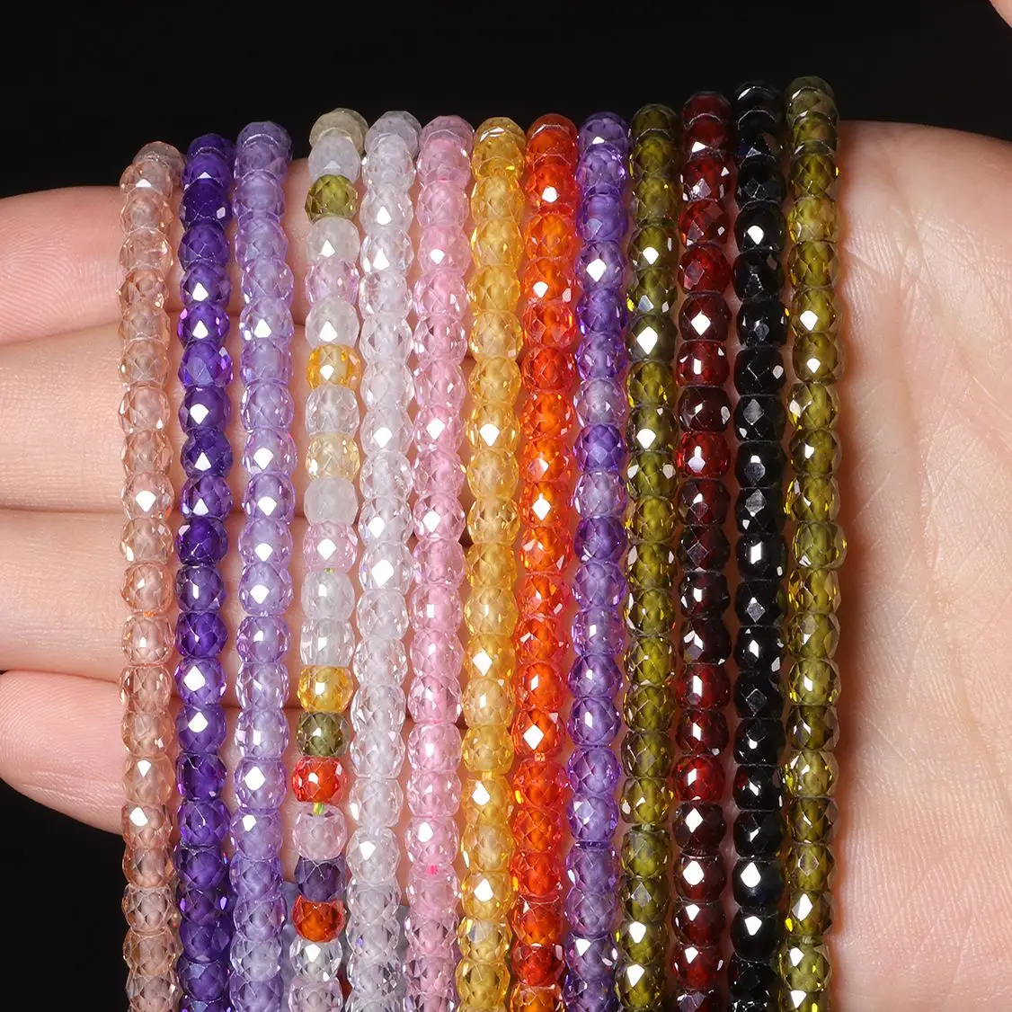 

4x3.5mm Natural Stone Zirconia Rhinestone Beads Faceted Loose Spacer Beads Jewelry For Making DIY Bracelet Necklace Accessory