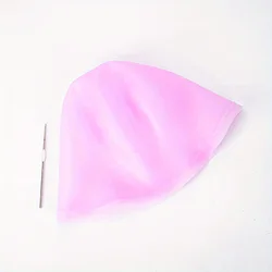 Silicone Hair Coloring Cap with Hook Needle - Professional Pink Dyeing Tool for Highlighting and Frosting (Pink)