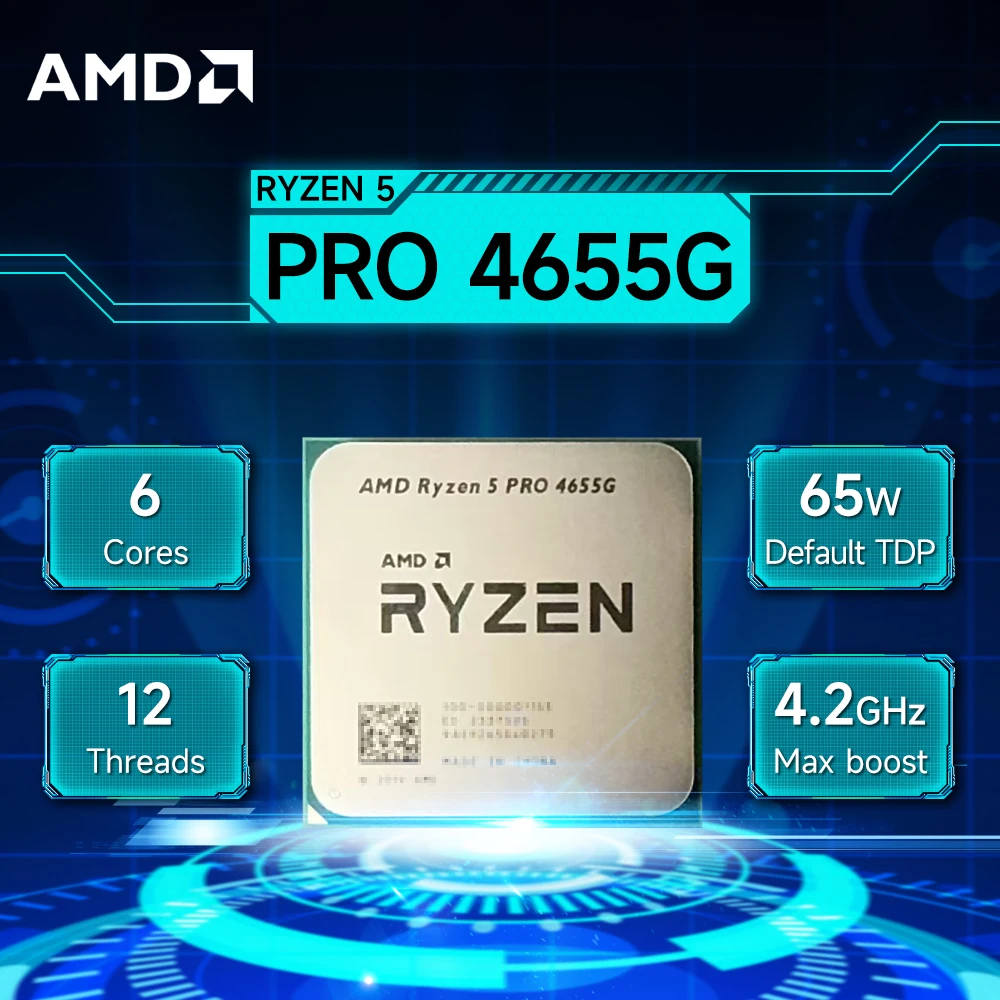 AMD Ryzen 5 PRO 4655G 3.7GHz 6-Core 12-Thread L3=8M Processor 65W R5 PRO 4655G Socket AM4 7NM DDR4 New but without cooler