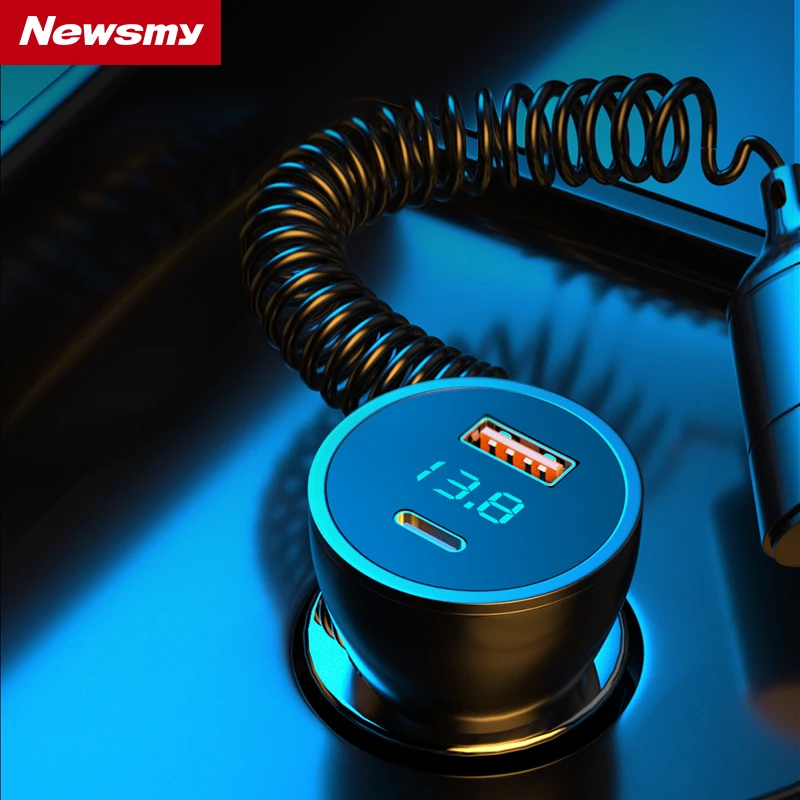 

Newsmy 3 IN 1 Car Chargers With Digital Display 5 USB Ports Type C Quick Charge Adapter For Phone 13 Pro Xiaomi Samsung Huawei
