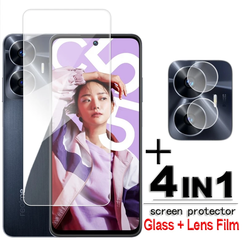 For Realme C55 Glass For Realme C55 Tempered Glass 6.72 inch Full Glue Transparent HD Screen Protector For Realme C55 Lens Flim for realme narzo n55 glass narzo n55 tempered glass 6 72 inch transparent hd screen protector for realme narzo n55 4g lens film