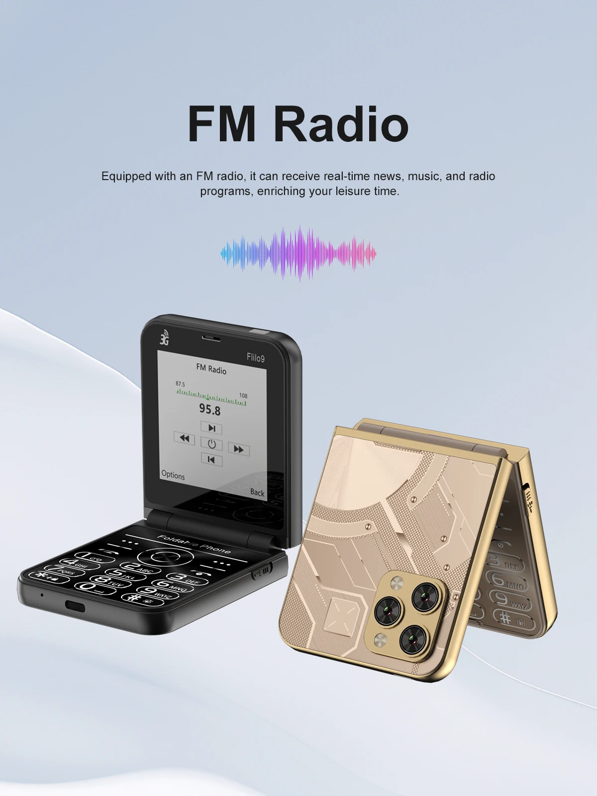 SERVO Flilo9 3G WCDMA Flip Mobile Phone Speed Dial Call Recording Blacklist FM Radio Button Flip Cellular Phone Dual SIM Standby