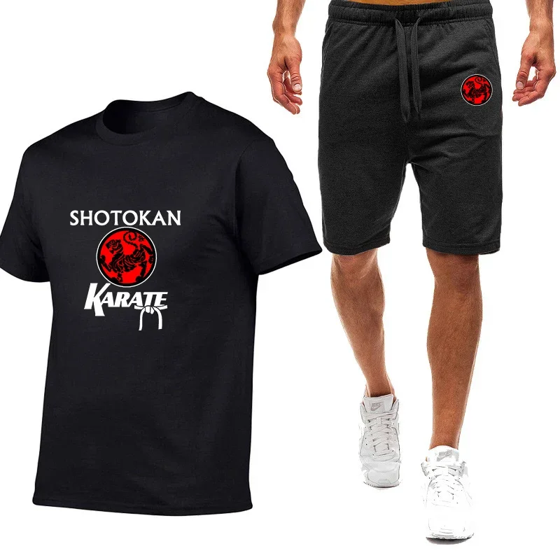 

Shotokan Karate 2024 мужские новые летние горячие хлопковые футболки с коротким рукавом топы + шорты Повседневная спортивная одежда костюм для фитнеса из двух частей
