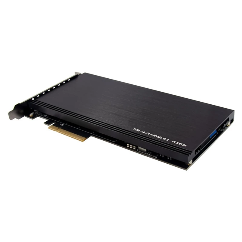 

PCI-E 3.0 X8 PLX8724 To 4XM.2 Nvme SSD Adapter Riser Card For Miner BTC Mining Expansion Card