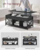 Lift Top Coffee Table, Lift Coffee Table with Storage Shelf for Living Room, OfficeBlack with Wood Grain 4